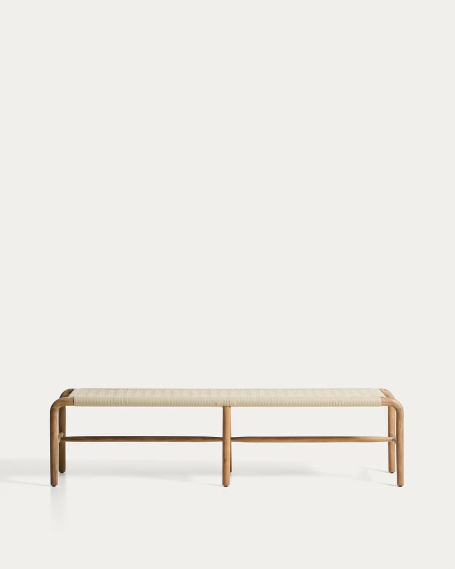 Bank Japandi Akazienholz Ecru Seil 180 cm