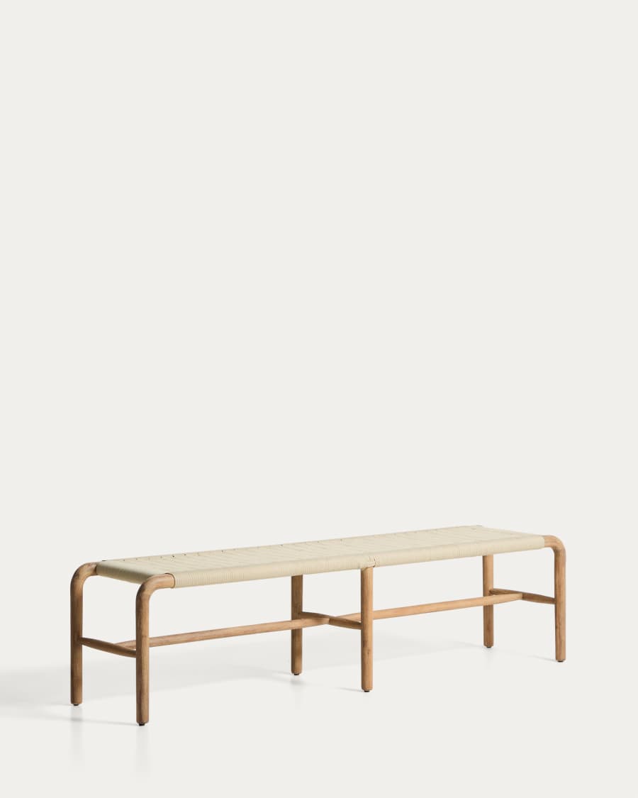 Bank Japandi Akazienholz Ecru Seil 180 cm