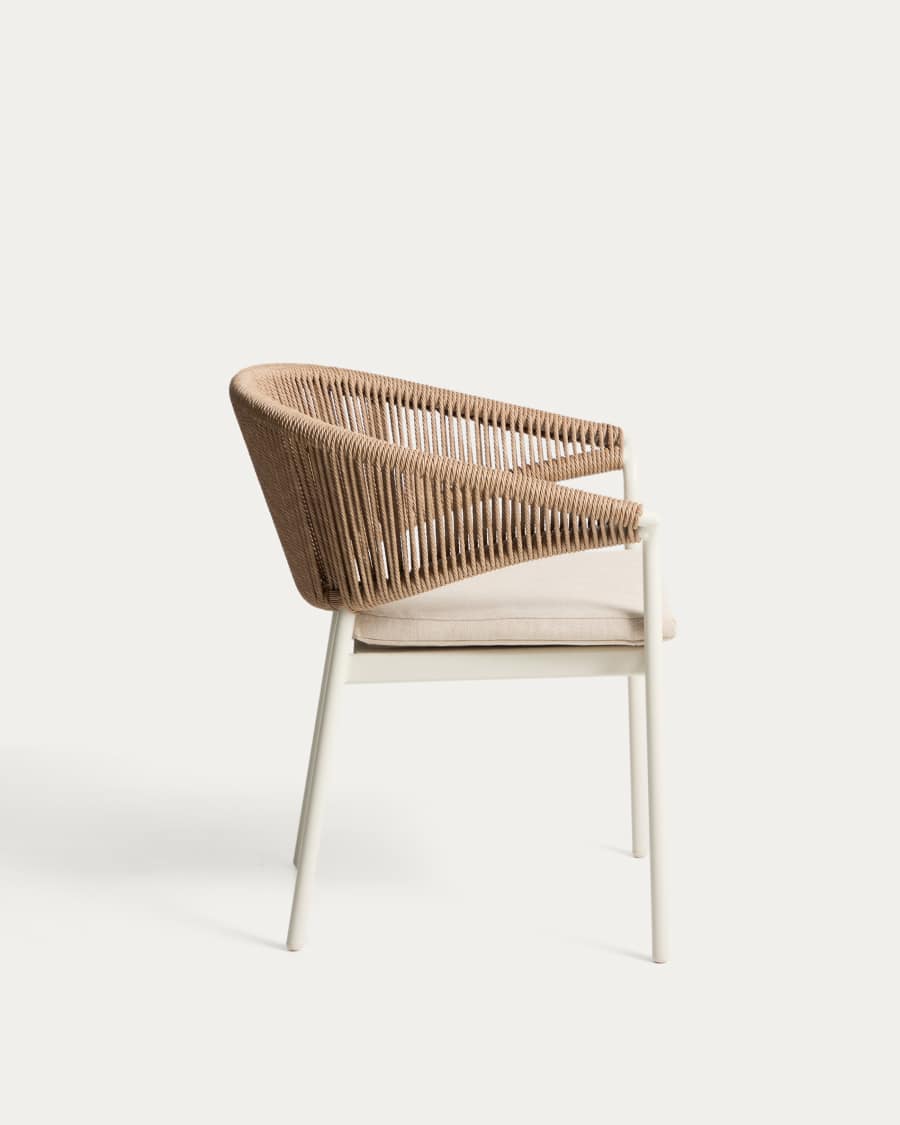Japandi Stuhl Ecru | Aluminium & Seil in Braun