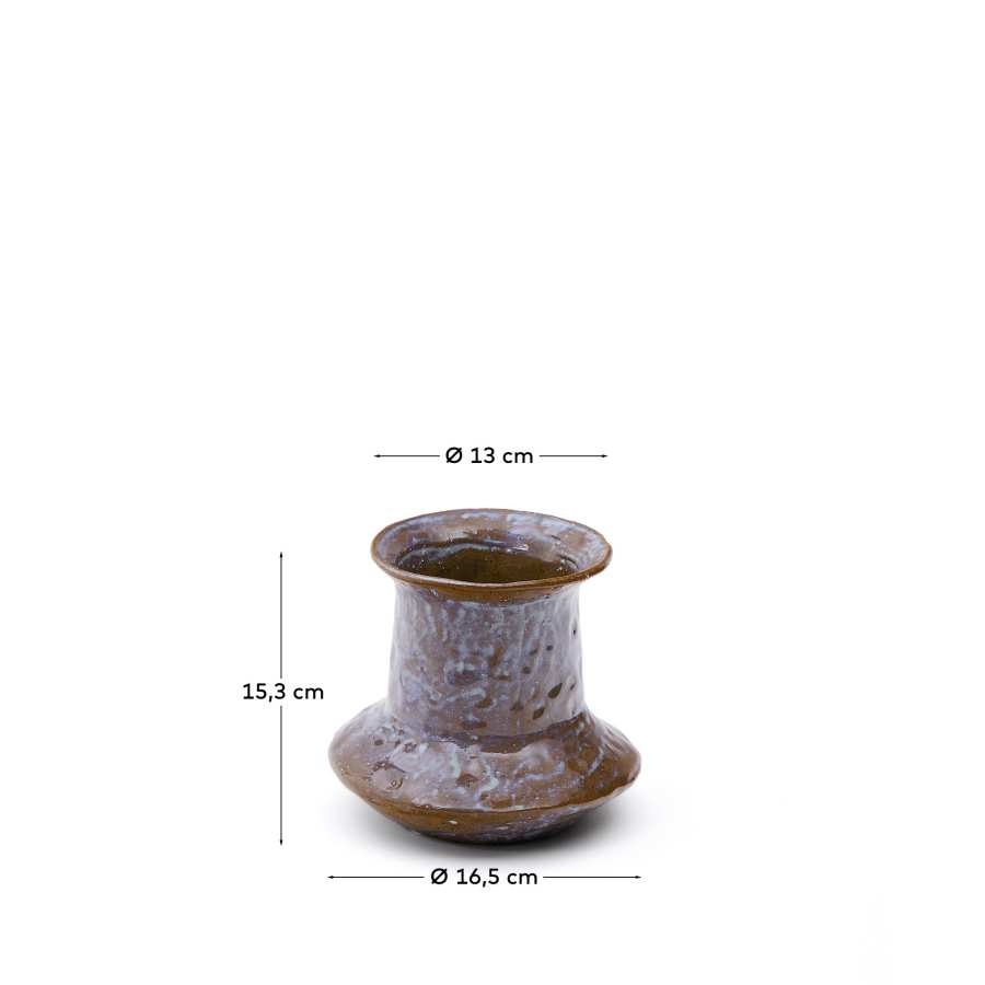 Japandi Keramikvase Braun 16 cm