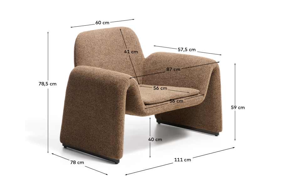 Sessel Japandi Schokoladenbraun Chenille