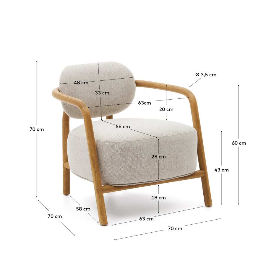 Sessel Japandi Beige Eichenholz Natur