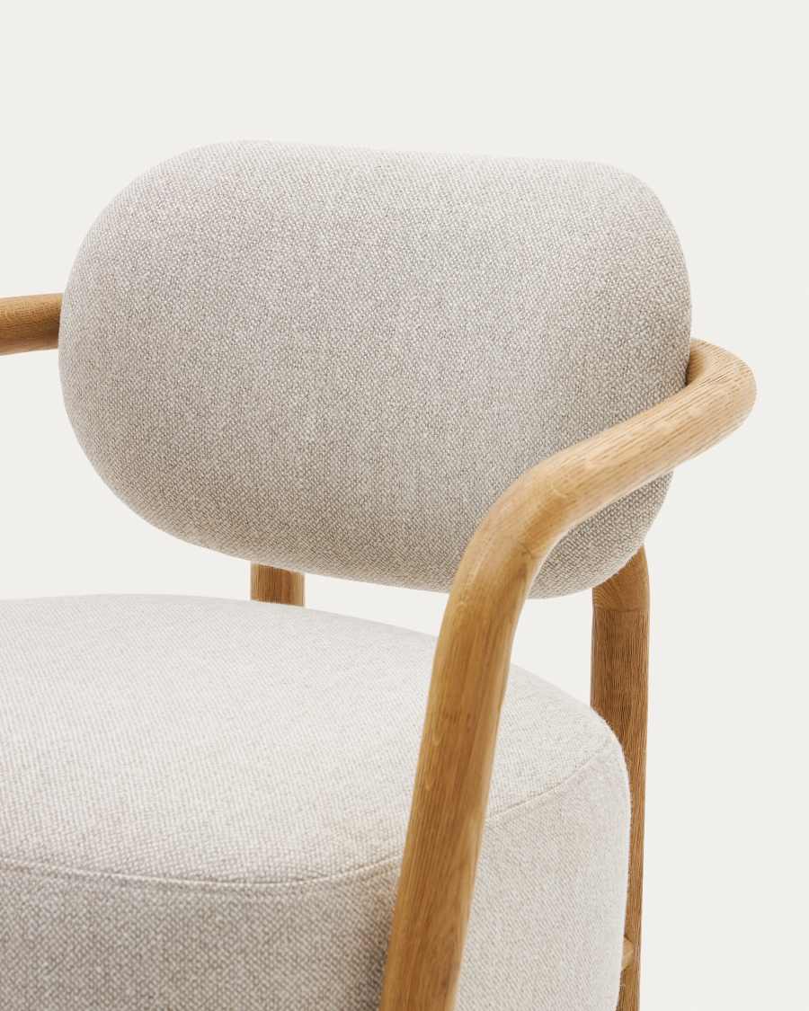 Sessel Japandi Beige Eichenholz Natur