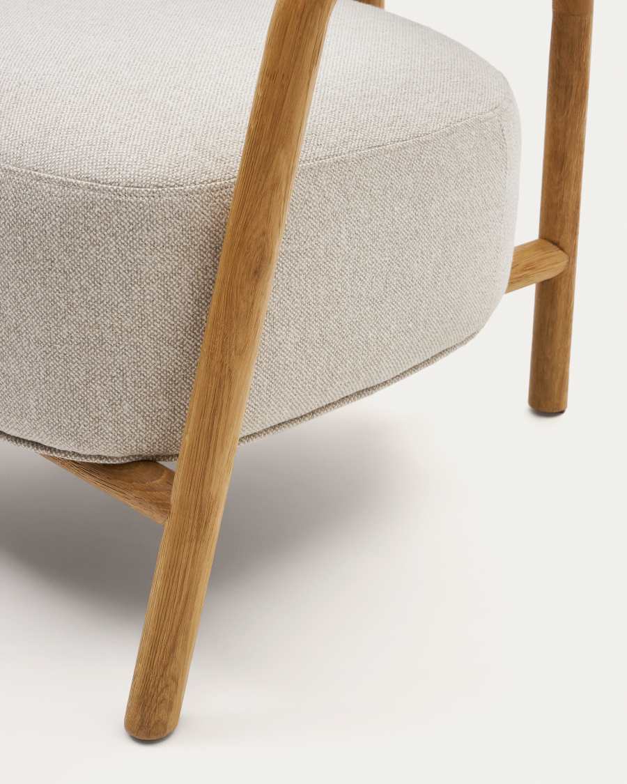 Sessel Japandi Beige Eichenholz Natur