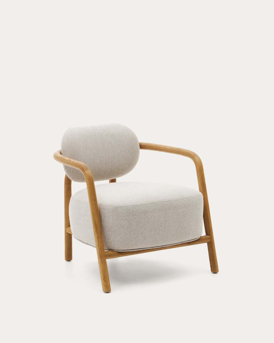 Sessel Japandi Beige Eichenholz Natur
