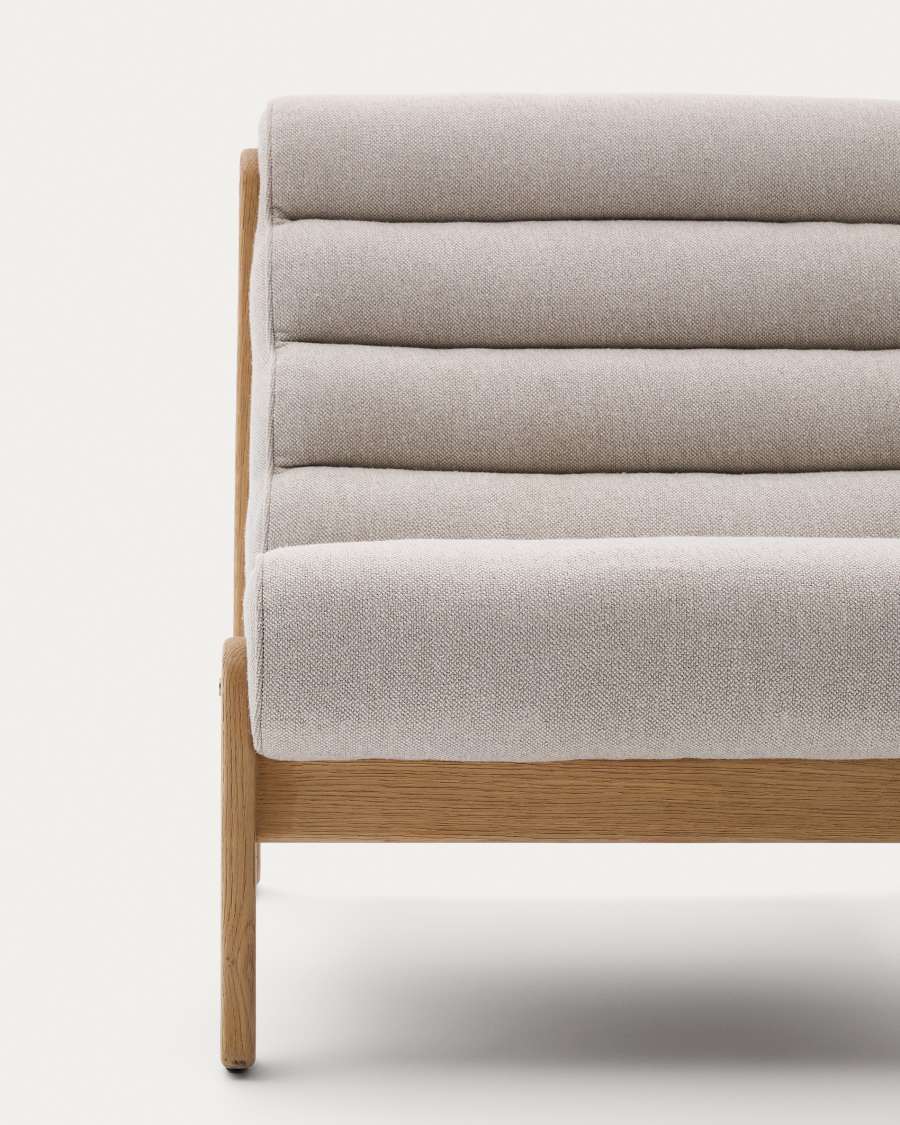 Sessel Japandi Beige Eichenholz Natur