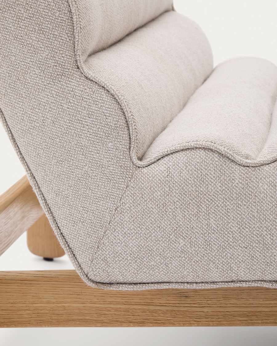 Sessel Japandi Beige Eichenholz Natur