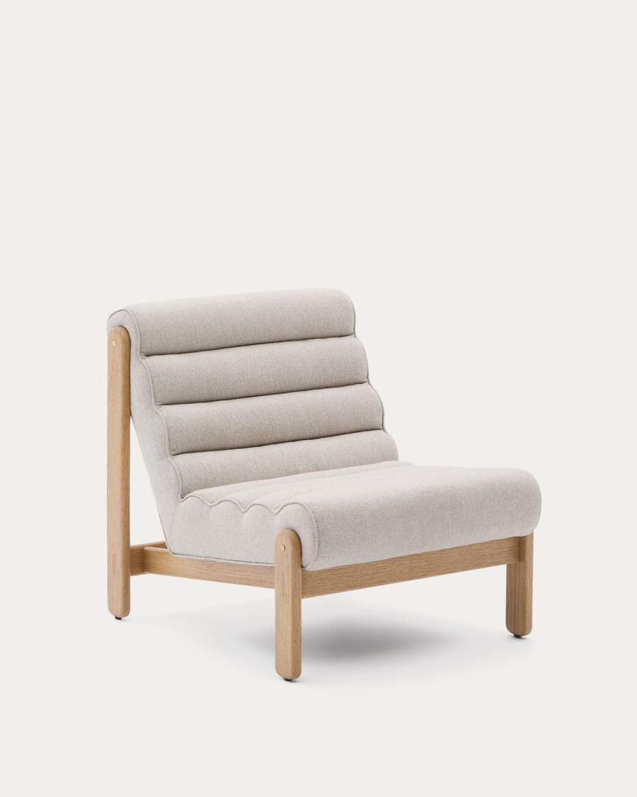 Sessel Japandi Beige Eichenholz Natur