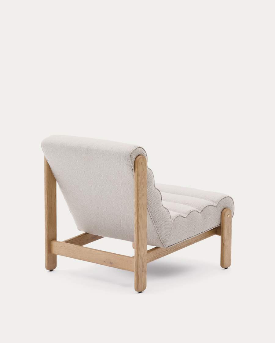 Sessel Japandi Beige Eichenholz Natur