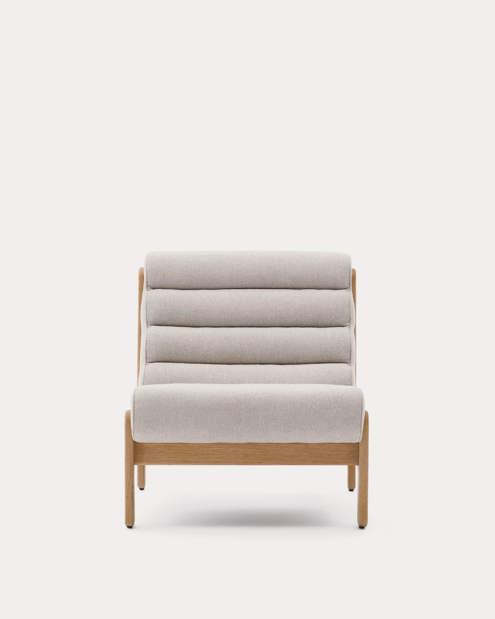 Sessel Japandi Beige Eichenholz Natur