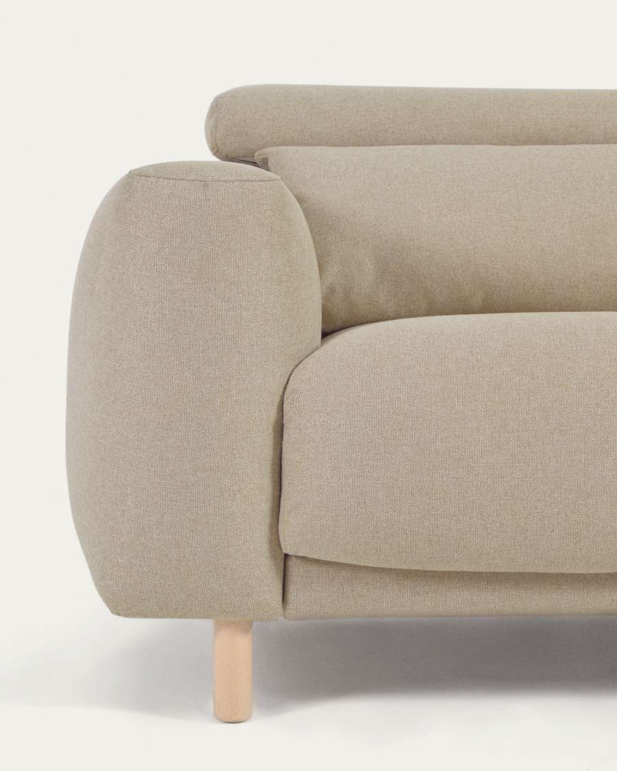 Japandi Sofa mit Récamiere Rechts Beige