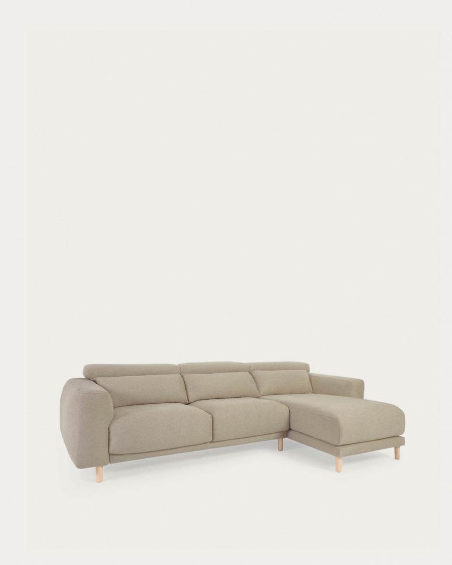 Japandi Sofa mit Récamiere Rechts Beige