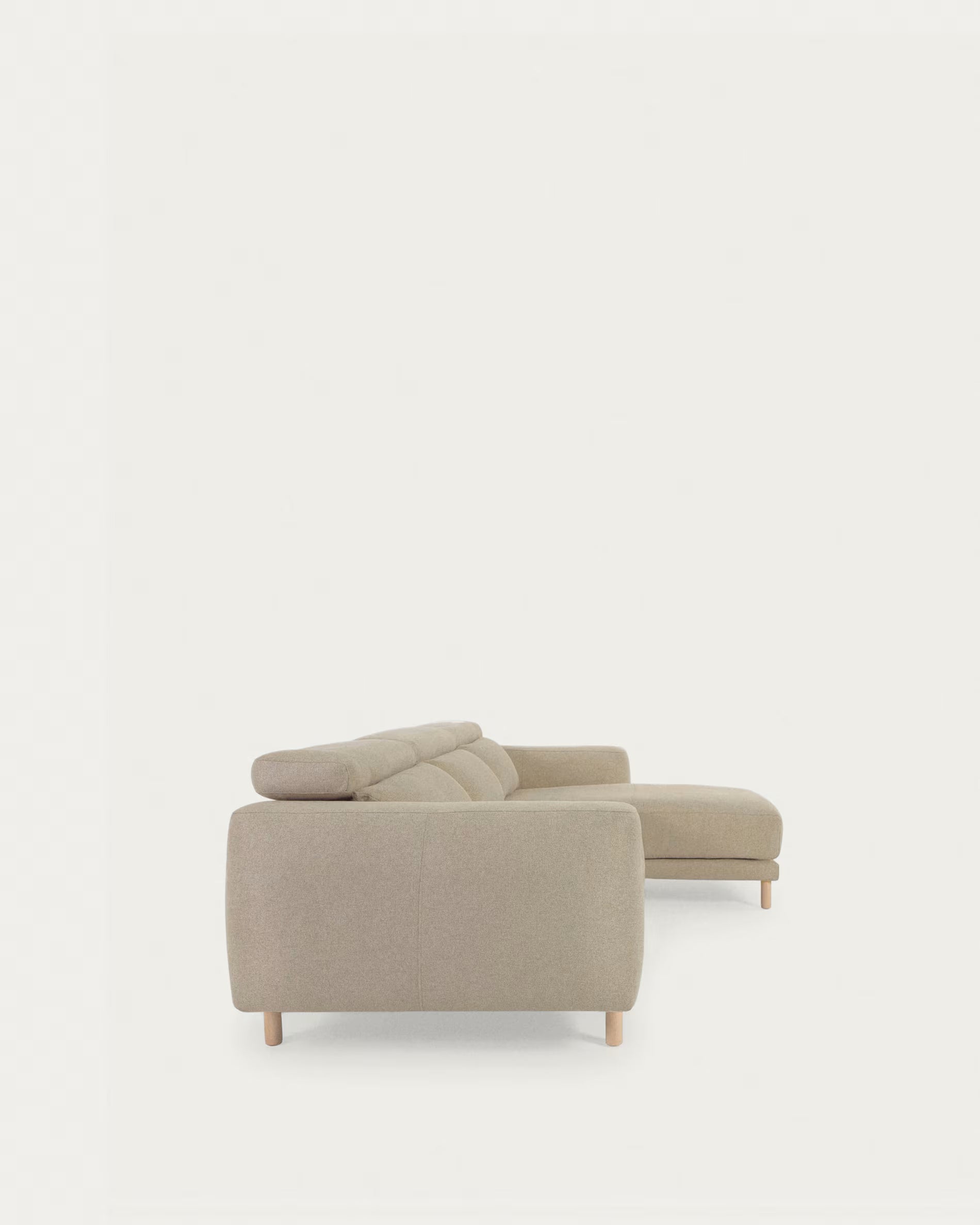 Japandi Sofa mit Récamiere Rechts Beige
