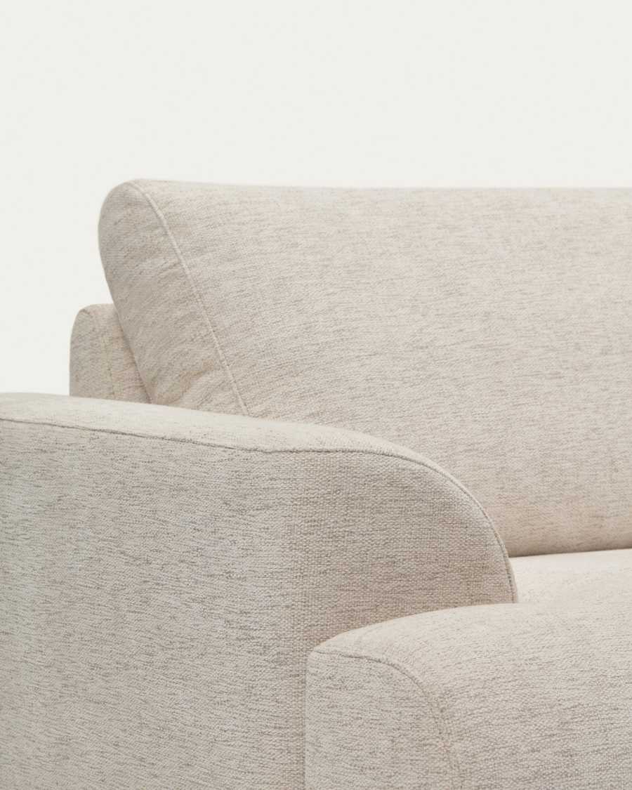 Japandi Sofa Beige Chenille Buchenholz Walnuss