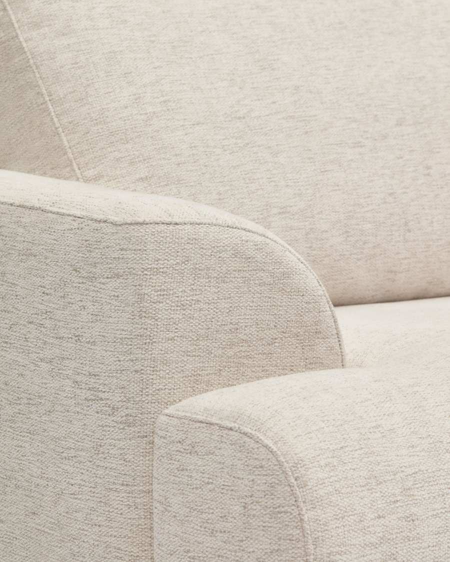 Japandi Sofa Beige Chenille Buchenholz Walnuss
