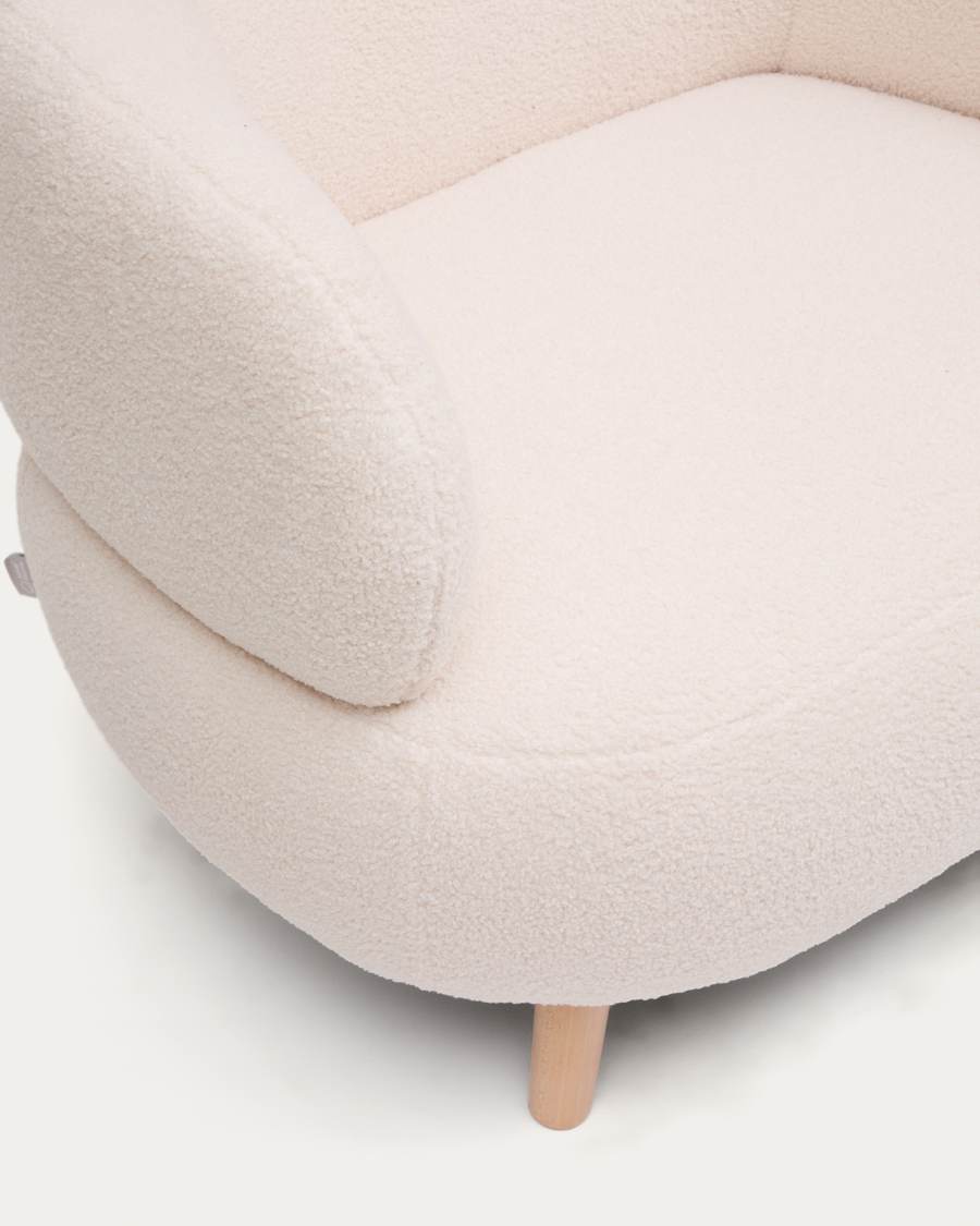 Sessel Japandi Ecru Bouclé Buche 90 cm