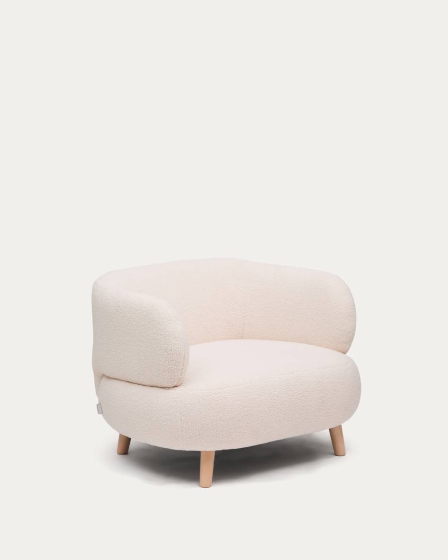 Sessel Japandi Ecru Bouclé Buche 90 cm