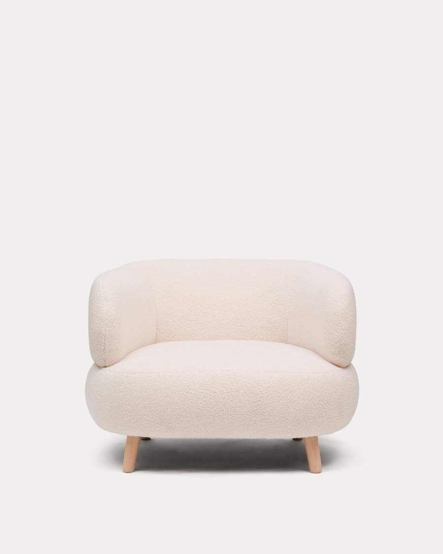 Sessel Japandi Ecru Bouclé Buche 90 cm