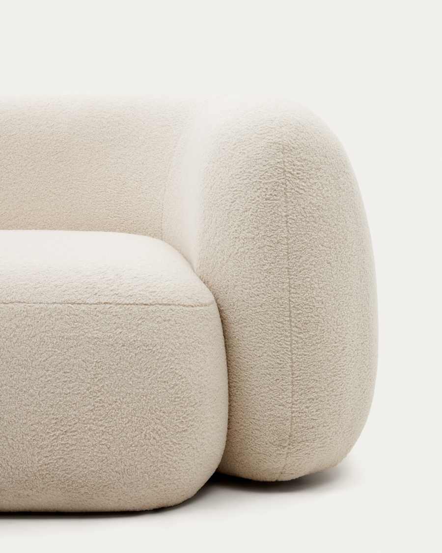Sofa Japandi Ecru Lammfelloptik 3-Sitzer