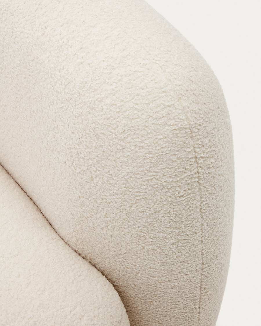 Sofa Japandi Ecru Lammfelloptik 3-Sitzer