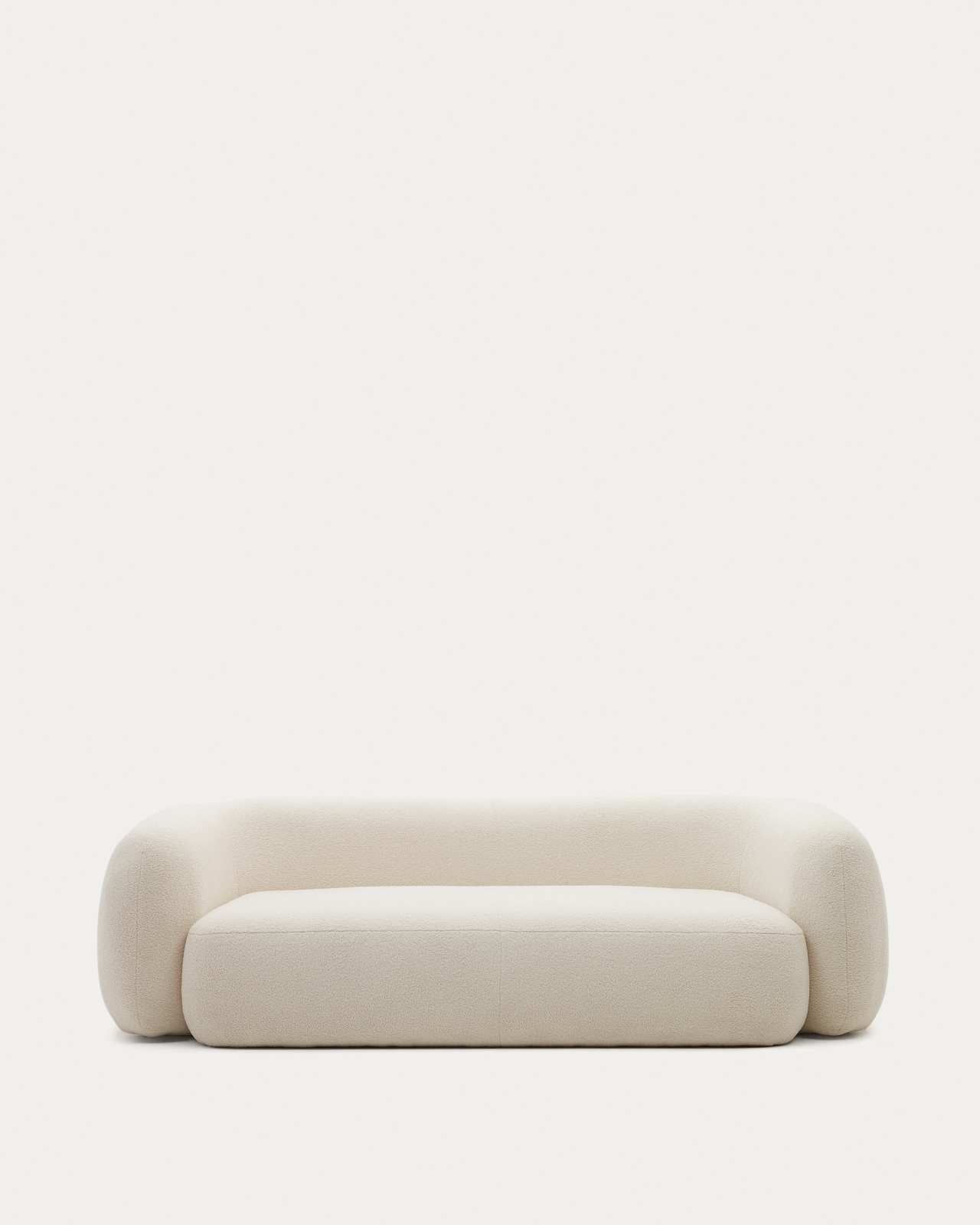 Sofa Japandi Ecru Lammfelloptik 3-Sitzer