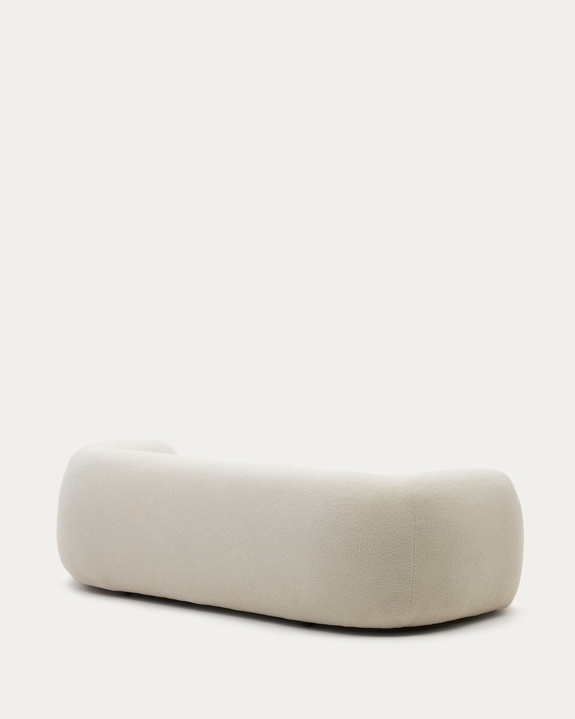 Sofa Japandi Ecru Lammfelloptik 3-Sitzer