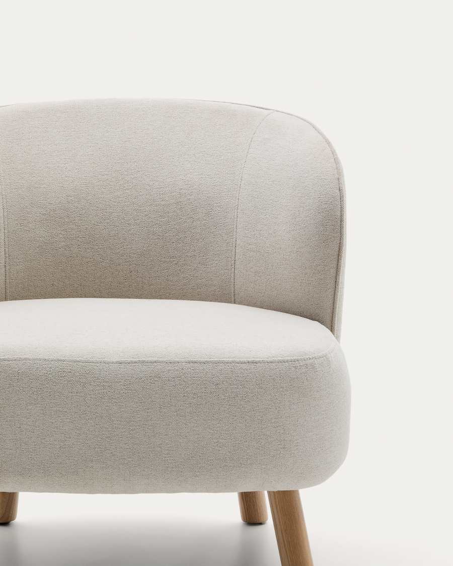 Sessel Japandi Beige Chenille Buchenholz Natur