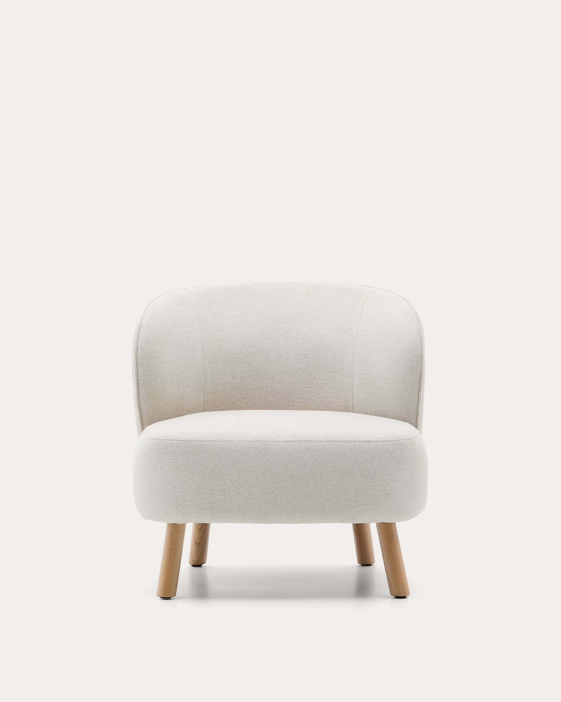 Sessel Japandi Beige Chenille Buchenholz Natur