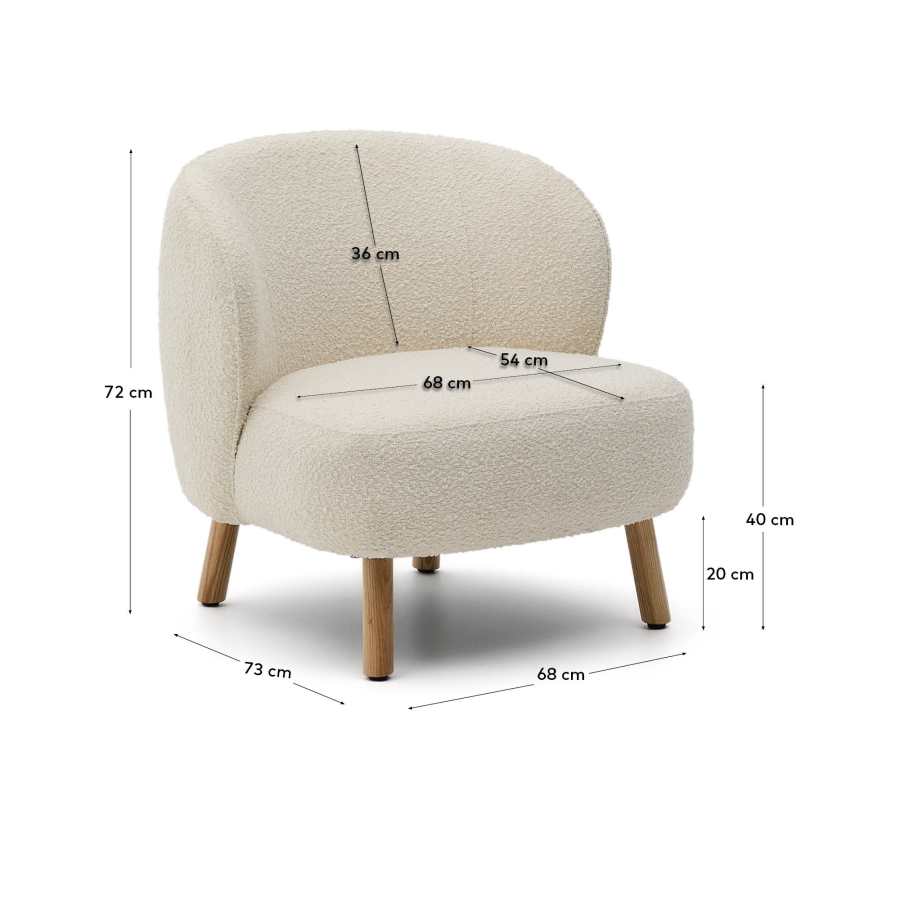 Sessel Japandi Weiß Schaffell Buche