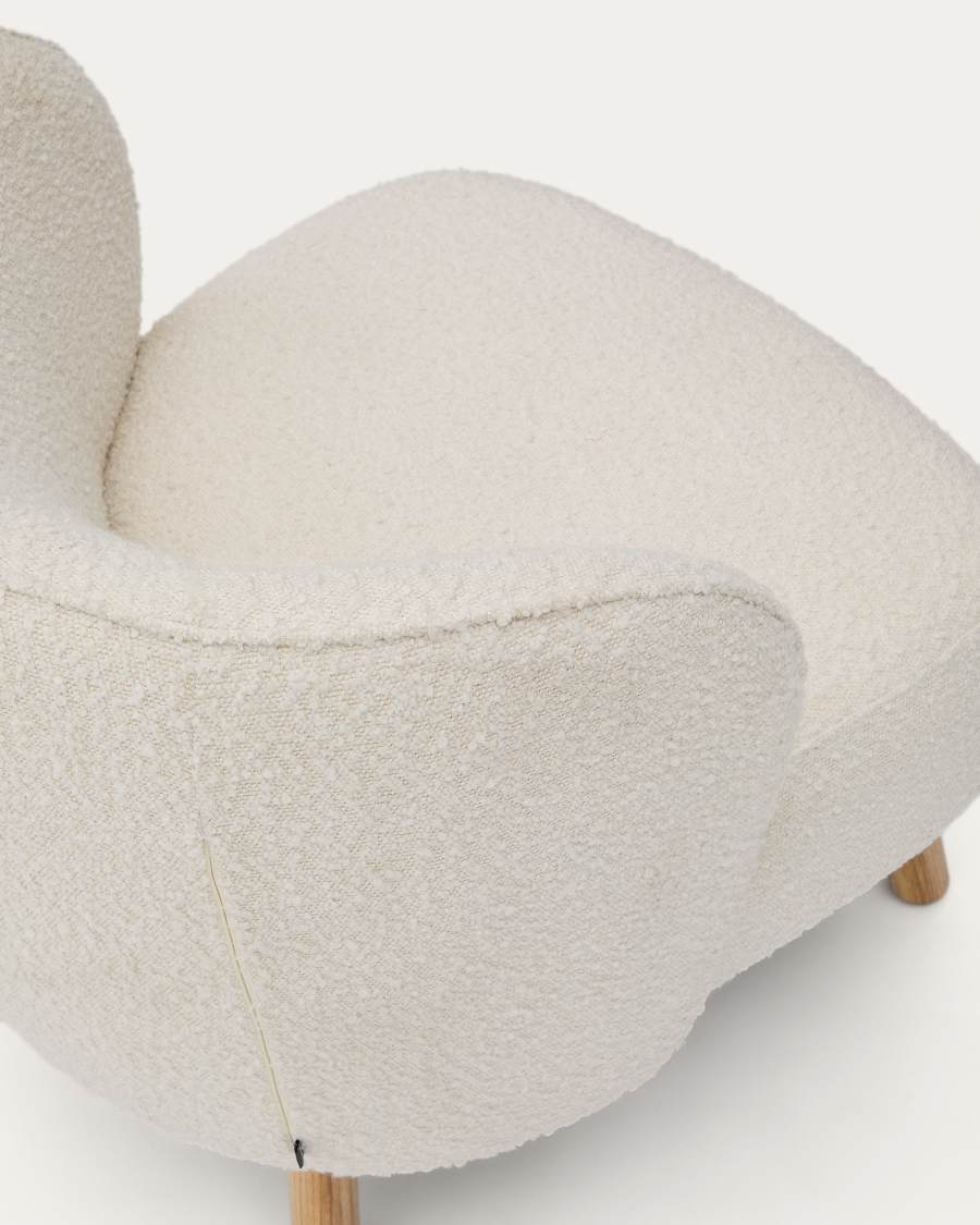 Sessel Japandi Weiß Schaffell Buche