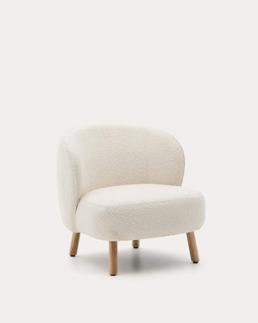 Sessel Japandi Weiß Schaffell Buche