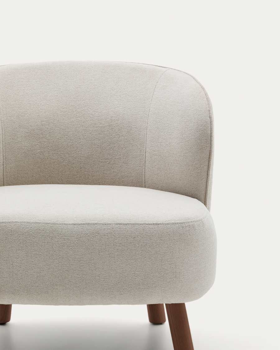 Sessel Japandi Beige Chenille Eschenholz Nussbaum