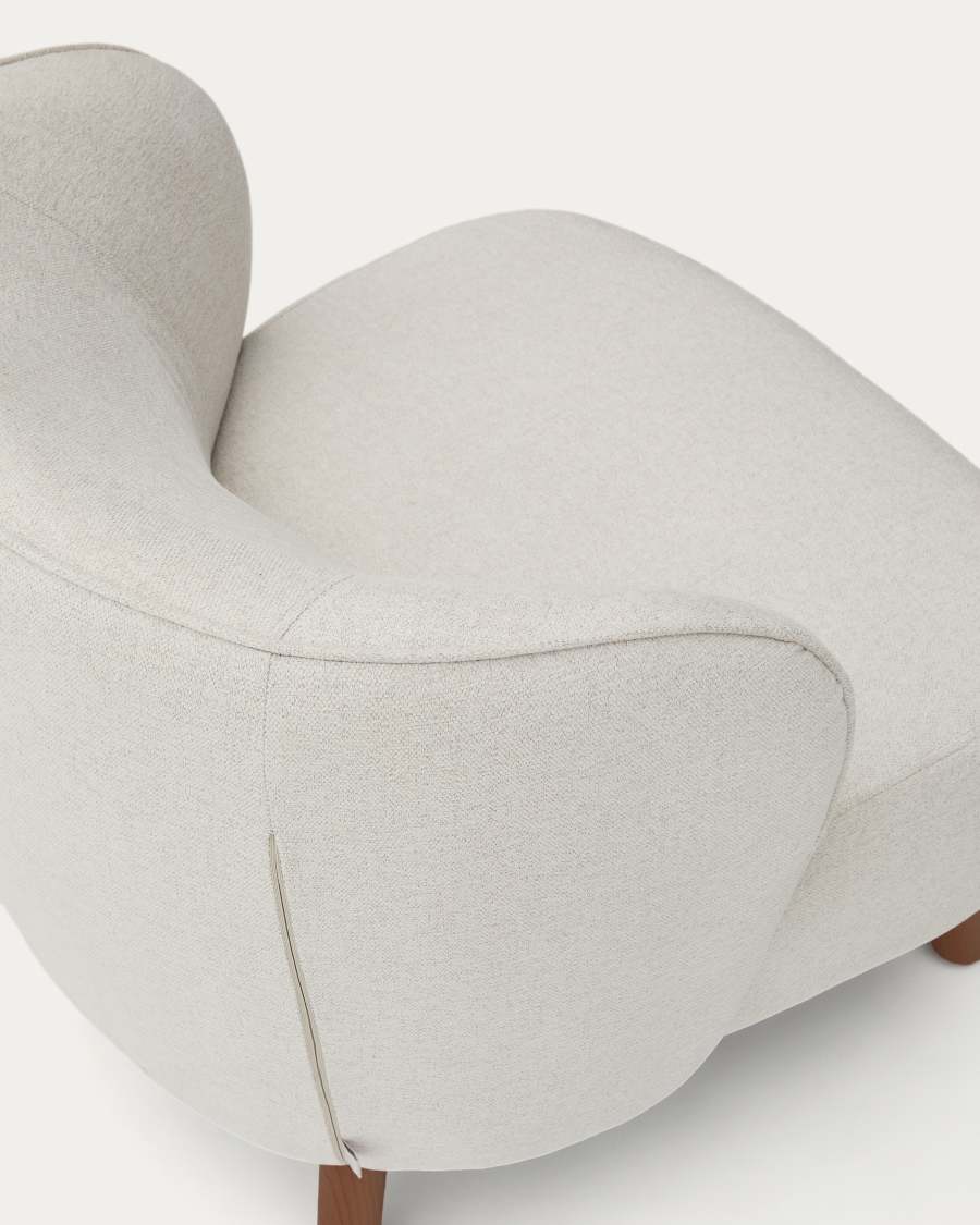 Sessel Japandi Beige Chenille Eschenholz Nussbaum