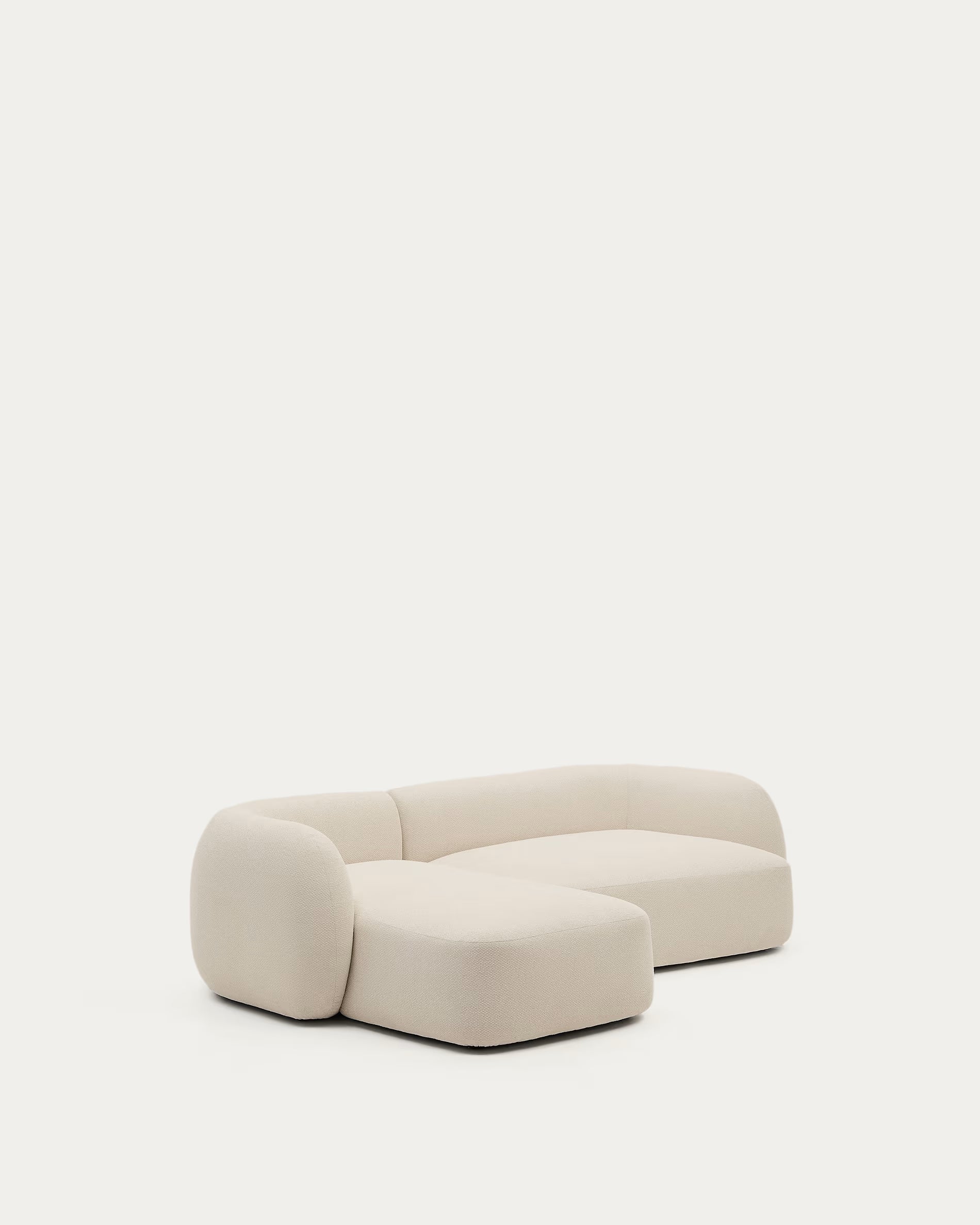 Modulares Japandi Sofa Ecru Chenille mit Chaiselongue Links