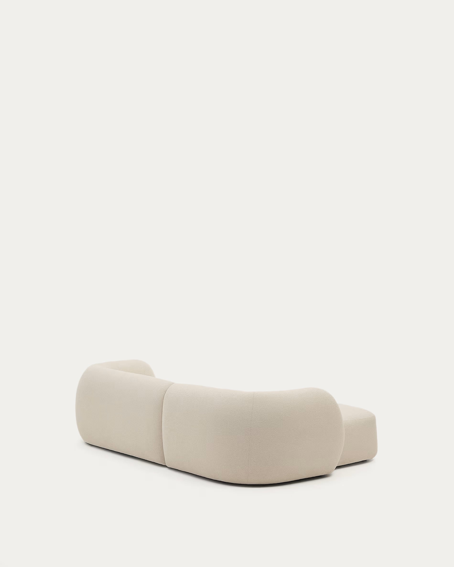Modulares Japandi Sofa Ecru Chenille mit Chaiselongue Links