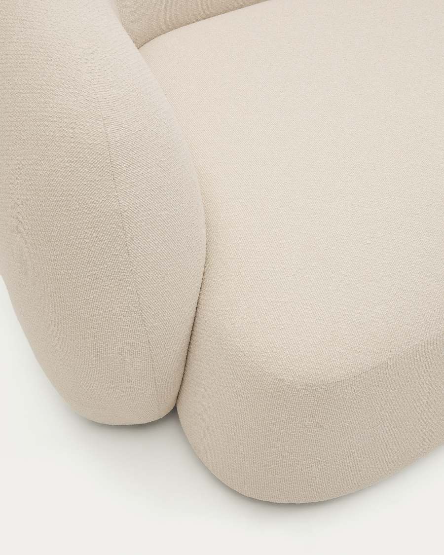 Modulares Japandi-Sofa mit Chaiselongue Rechts, Ecru Chenille