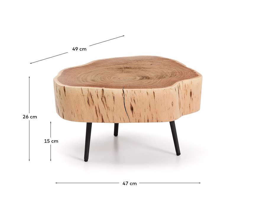 Couchtisch Japandi Akazienholz Gebleicht Stahl 49 cm