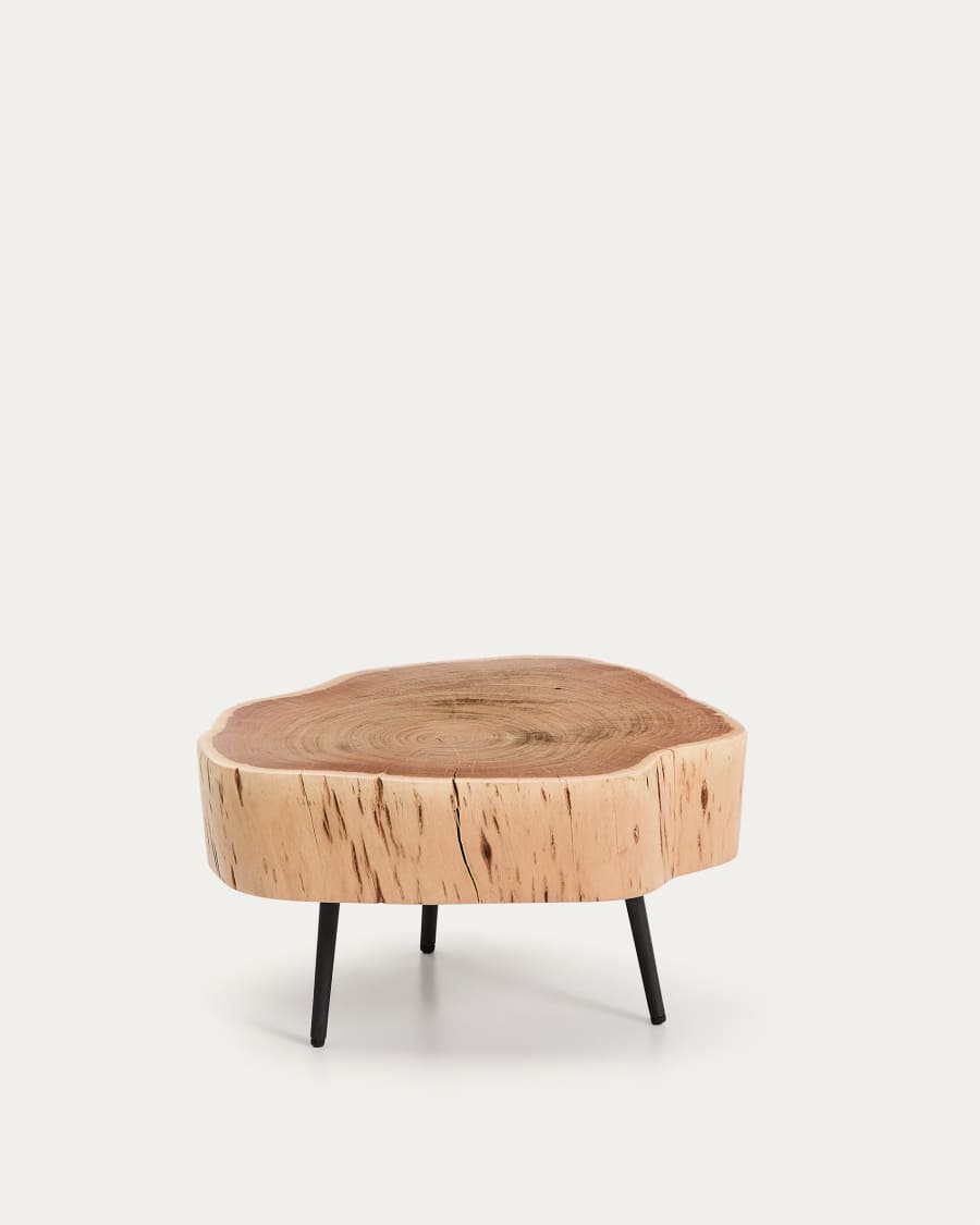 Couchtisch Japandi Akazienholz Gebleicht Stahl 49 cm