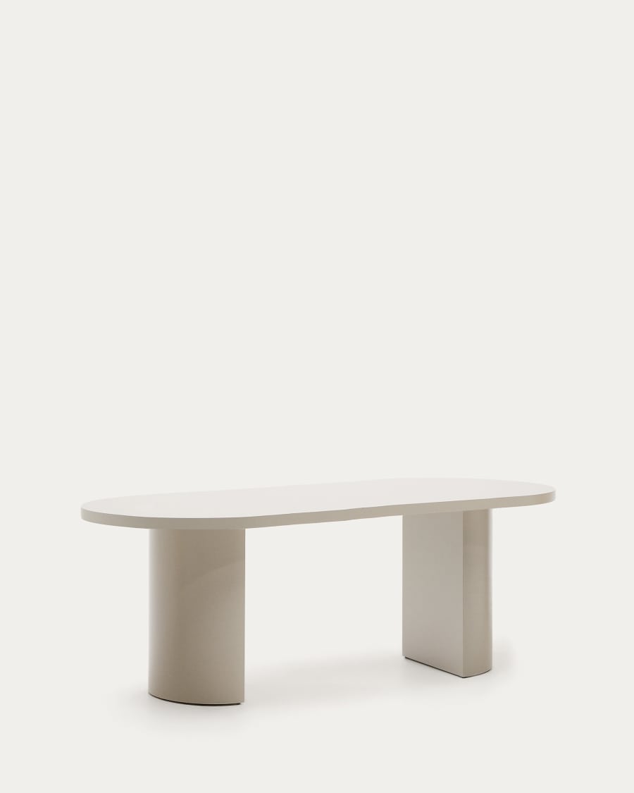 Japandi Tisch aus MDF in Eierschale, 200 x 100 cm