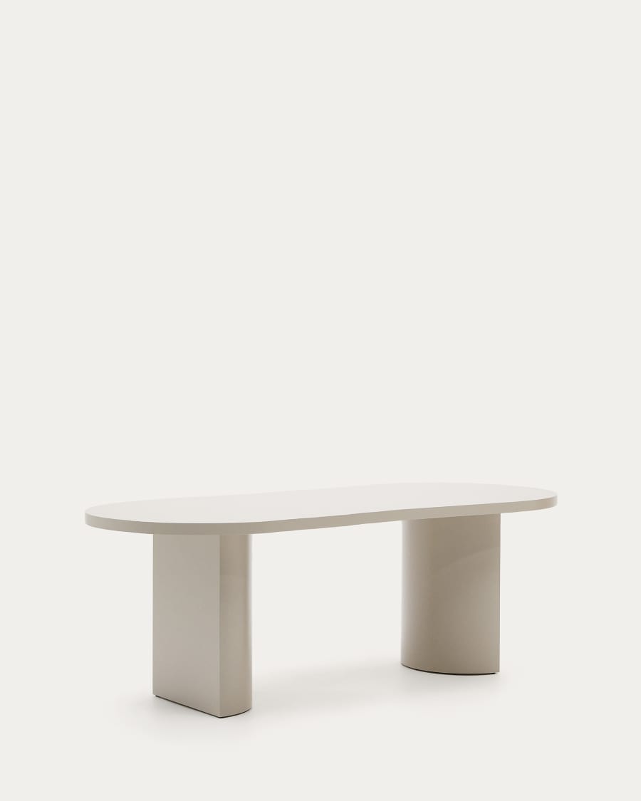 Japandi Tisch aus MDF in Eierschale, 200 x 100 cm