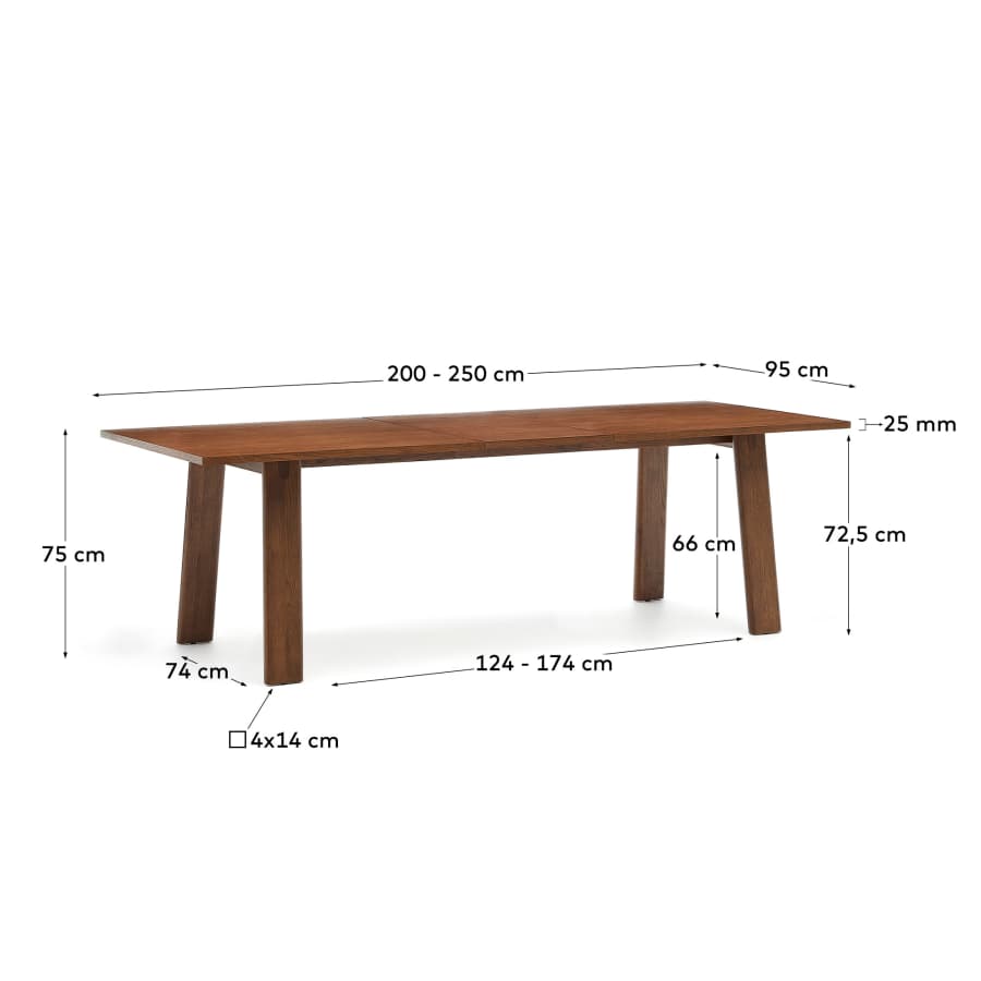 Japandi Ausziehtisch aus Eichenholz und Nussbaum, 200–250 cm