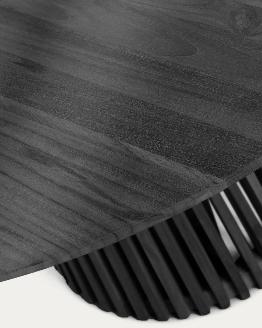 Japandi Runder Tisch aus Schwarzem Holz