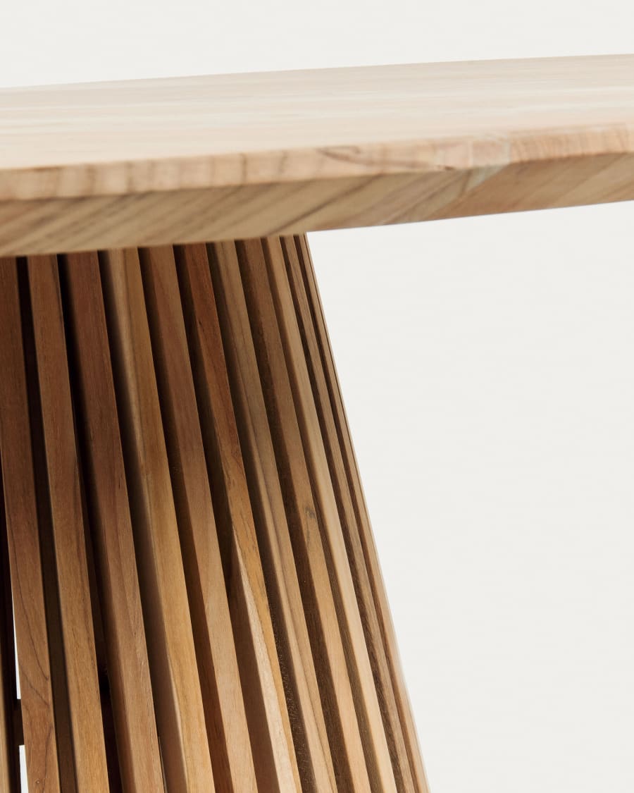 Runder Japandi Couchtisch aus Teakholz