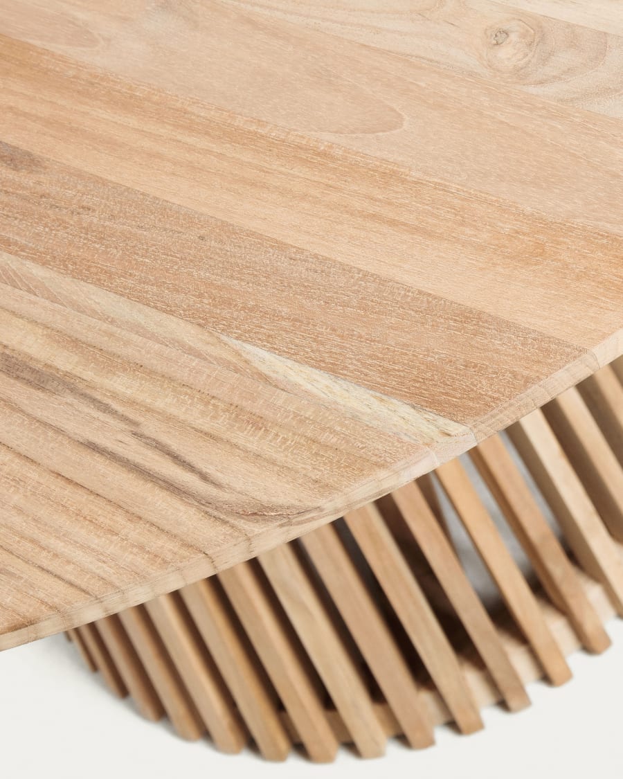 Runder Japandi Couchtisch aus Teakholz