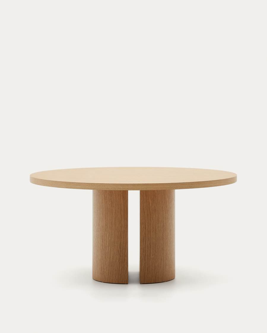 Runder Japandi Esstisch aus Eichenfurnier Natur 150 cm
