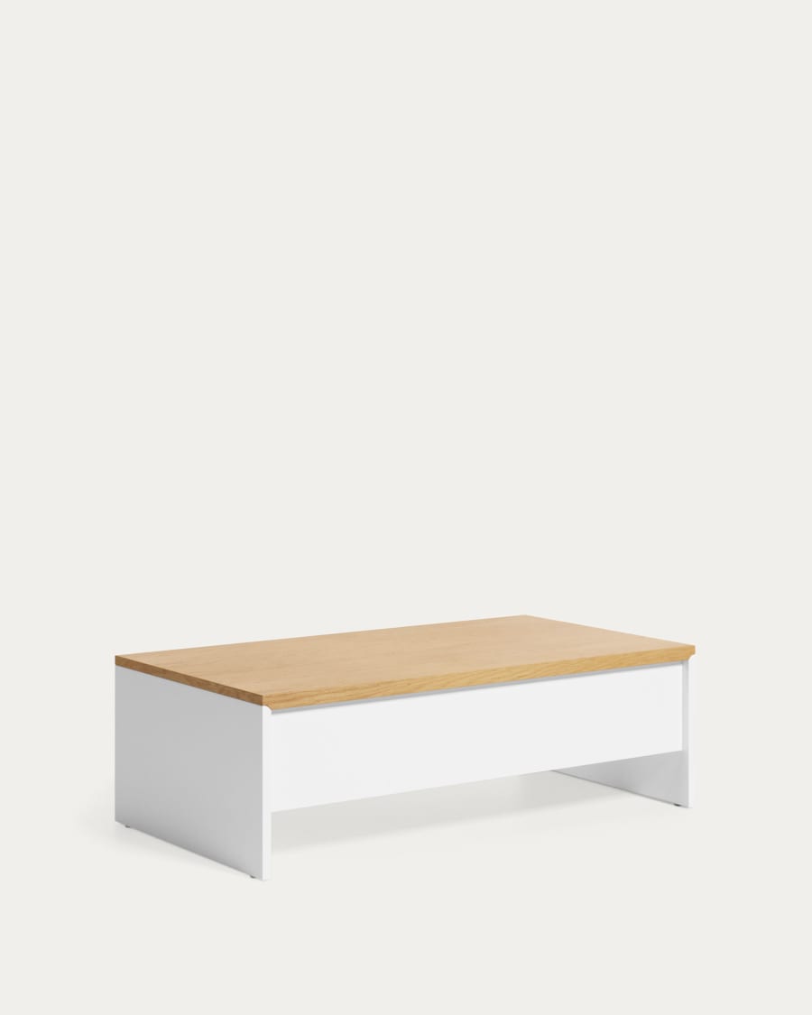 Couchtisch Japandi Eichenfurnier Weiß Höhenverstellbar 110x60 cm