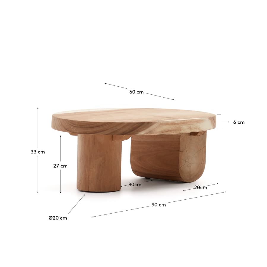 Couchtisch Japandi Mungurholz 90x60 cm