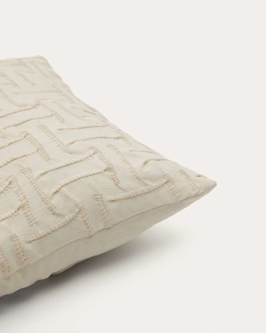 Kissenbezug Japandi Baumwolle Stickerei Beige 30x50 cm