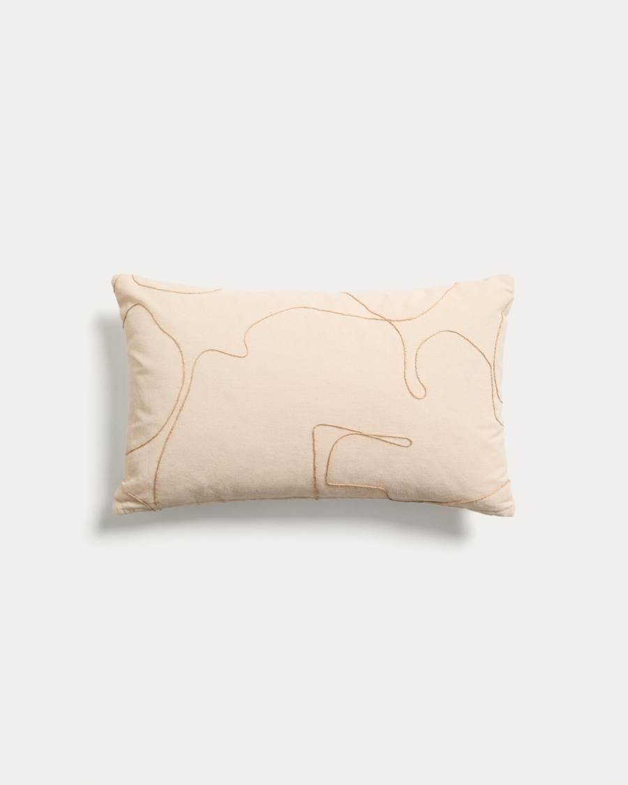 Kissenbezug Japandi Ecru Baumwolle Stickerei Beige 30x50 cm
