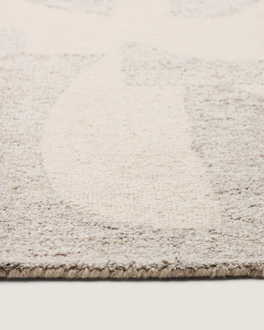 Teppich Japandi Wollmix Jacquard Grau 200x300 cm